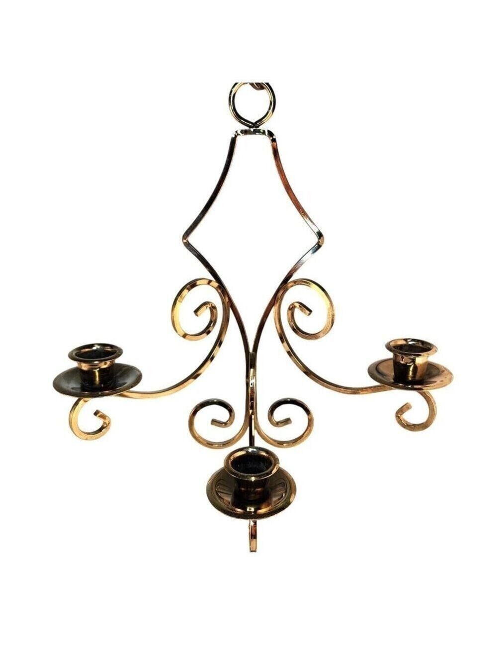 Vintage Gold Tone 3 Arm Candle Holder Wall Sconce